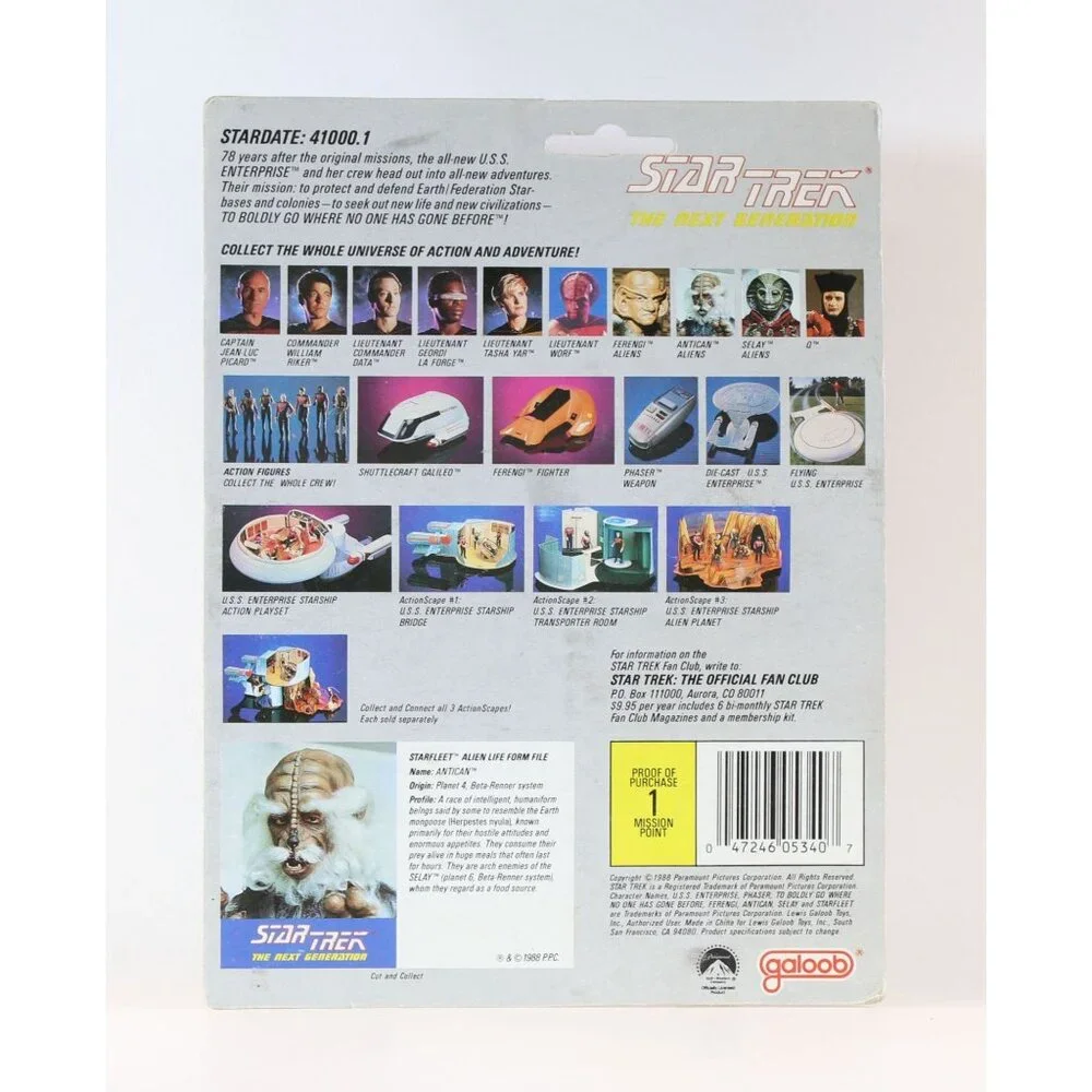 Star Trek TNG Galoob Action Figures William Riker & Antican 1988 Sealed Cards - Picture 7 of 7